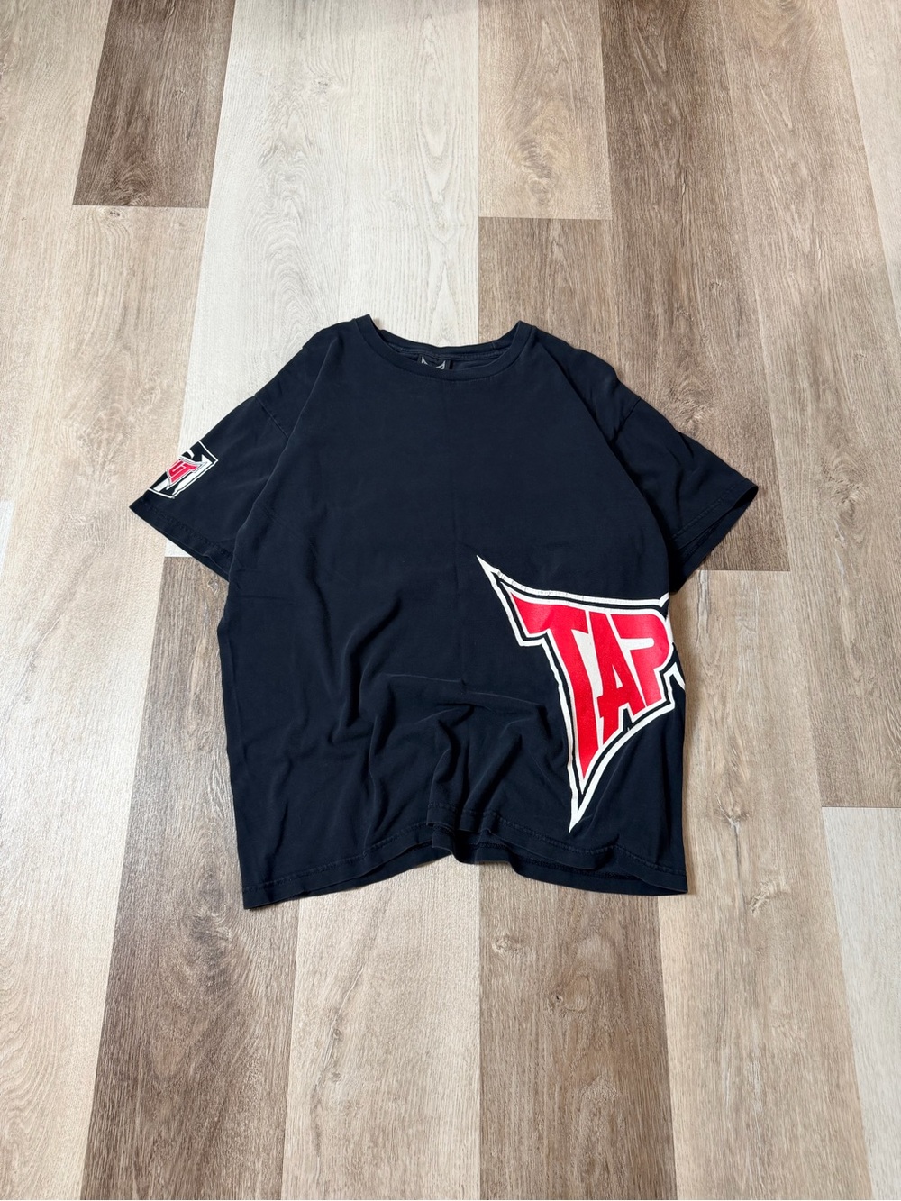 Y2K Tapout Black T‑Shirt with Red and White Logo